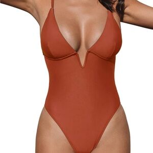 CUPSHE Rust Halter One-Piece Swimsuit NWT